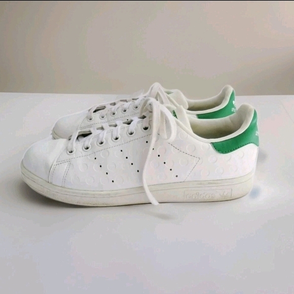 Adidas Sam Womens 8.5 40 2/3 Smith Iconic White Leather Tennis Shoes - Picture 3 of 16